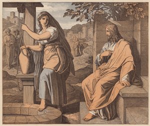 Christ and the Woman of Samaria, St John, IV by Julius (after) Schnorr von Carolsfeld
