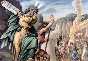 Moses breaking the tables of the Law by Julius (after) Schnorr von Carolsfeld
