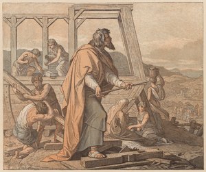 The Building of the Ark, Genesis, VI by Julius (after) Schnorr von Carolsfeld