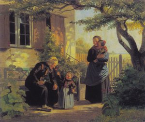 A Little Girl Let an Old Man Smell a Flower by Julius Exner