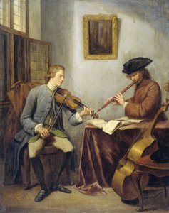A Violinist and a Flutist Playing Music together