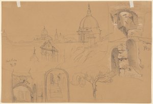 Studies of the Colosseum and Monte Pincio by Julius Jacob the Elder