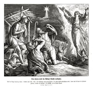 An Angel Appears to the Shepherds, Gospel of Luke by Julius Schnorr von Carolsfeld
