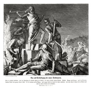 Building and defence of the new city walls, Nehemiah by Julius Schnorr von Carolsfeld