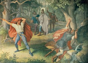 Hagen Killing Siegfried at Fountain