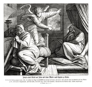 Joseph is warned to flee to Egypt, Gospel of Matthew by Julius Schnorr von Carolsfeld
