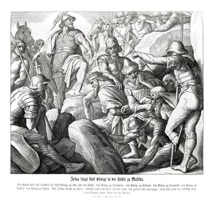 Joshua Captures Five Kings at Makkedah, Joshua by Julius Schnorr von Carolsfeld
