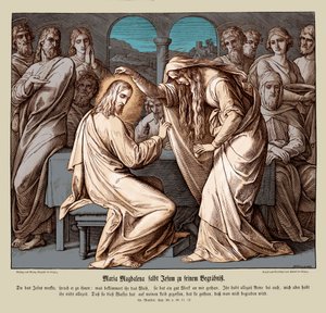 Mary Magdalene Anoints Jesus, Gospel of Matthew by Julius Schnorr von Carolsfeld