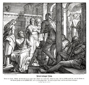 Peter denies Jesus, Gospel of Luke by Julius Schnorr von Carolsfeld