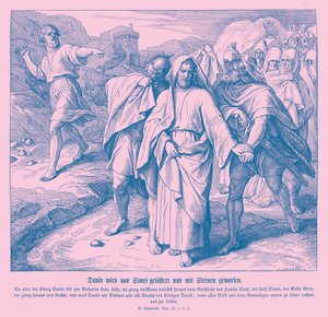 Shimei Curses and Throws Stones at David, 2 Samuel by Julius Schnorr von Carolsfeld