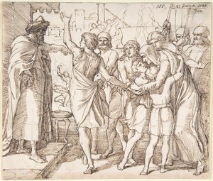 The Martyrdom of the Seven Brothers; verso: Sketch of Two Men Wrestling (?) by Julius Schnorr von Carolsfeld