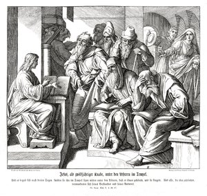 The child Jesus in the temple, Gospel of Luke by Julius Schnorr von Carolsfeld