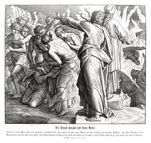 The punishment of Korah, Numbers by Julius Schnorr von Carolsfeld