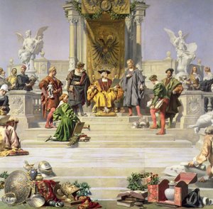 Patronage of the Arts by the House of Habsburg: central section of a ceiling painting, 1891