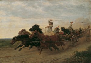 Race of Drunken Slovak Peasants by Julius von Blaas d. Ä.