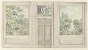 Design for Room Wall with Two Variants for the Overdoor Piece by Jurriaan Andriessen