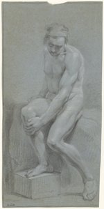Seated Male Nude, Left Hand on Right Knee by Jurriaan Andriessen