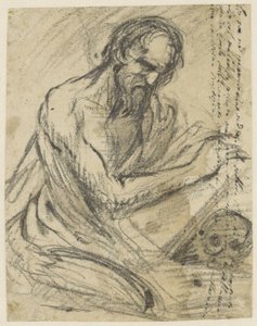 St. Jerome, Writing in a Book He Holds Above a Skull by Jusepe de Ribera