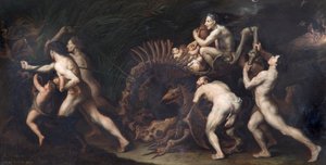 La Carcasse: a Witch Being Drawn on the Skeleton of a Monster by Jusepe de Ribera