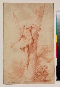 Man Tied to a Tree, and a Figure Resting