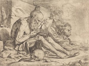 Saint Jerome Reading by Jusepe de Ribera