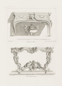 Table of Cabinet, 6th Plate (Study for a Table), plate 47 in Oeuvre by Juste Aurèle Meissonnier