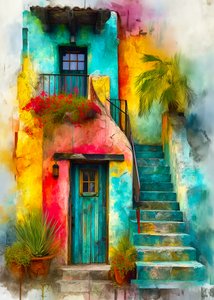 Colorful House Steps by Justyna Jaszke