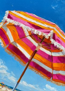 Pink Orange Beach Umbrella
