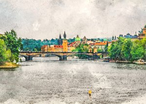 Prague River Cityscape