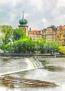Prague Water Tower River