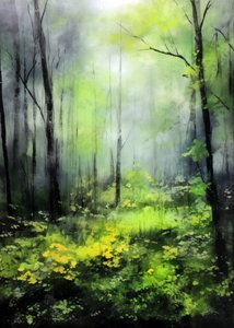 Sunlit Misty Forest by Justyna Jaszke