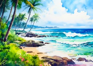 Tropical Beach Waves by Justyna Jaszke