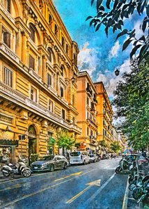 Vibrant European Street Scene