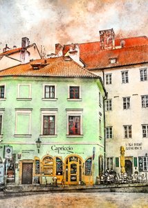 Watercolor European Cafe