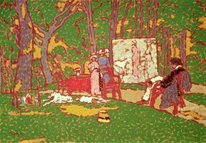 Painting Lazarine and Anella in the Park. It