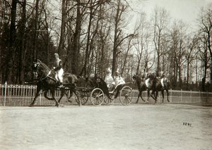Tsar Nicholas II and Tsarina Alexandra Fyodorovna of Russia in a Carriage by K. von Hahn