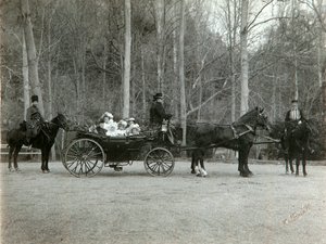 Tsar Nicholas II of Russia with his family in the park of Tsarskoye Selo, Russia by K. von Hahn