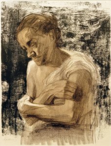 Half-Figure of a Woman with Folded Arms by Käthe Kollwitz