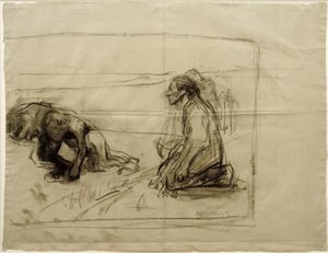 K. Kollwitz, Study for Ploughman (Ploughman with Kneeling Woman) by Käthe Kollwitz