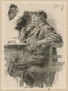 Man Sitting at the Table by Käthe Kollwitz