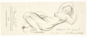 Nude reclining girl with hands under neck