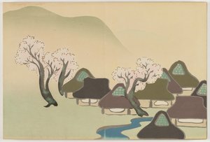 Flowers of a Hundred Worlds: Farming Village in Spring by Kamisaka Sekka