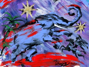 Blue Elephant and Stars