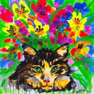 Colorful Garden Cat