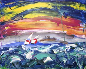 Colorful Sunset Sailboats