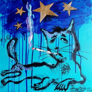 Dreamy Smoking Cat