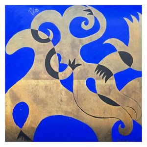 Dynamic Gold Blue Shapes