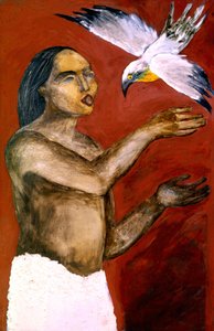 Shaman and Spirit Bird by Kanat Ibragimov