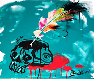 Vibrant Feather Skull