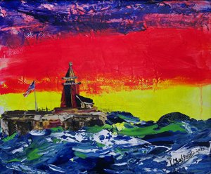 Vibrant Lighthouse Sunset